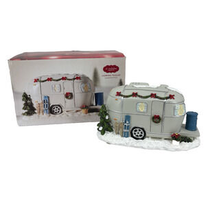 St Nicholas Square Camping Trailer Christmas Village Hand Painted Camper